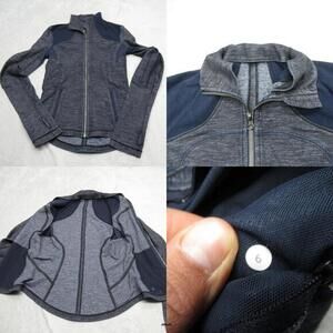 Lululemon Define Jacket‎ Womens 6 Blue Colorblock Full Zip Thumbholes Athleisure